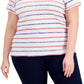 Camiseta feminina estampada com decote em V Karen Scott, vermelha, tamanho 1X