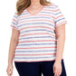 Camiseta feminina estampada com decote em V Karen Scott, vermelha, tamanho 1X