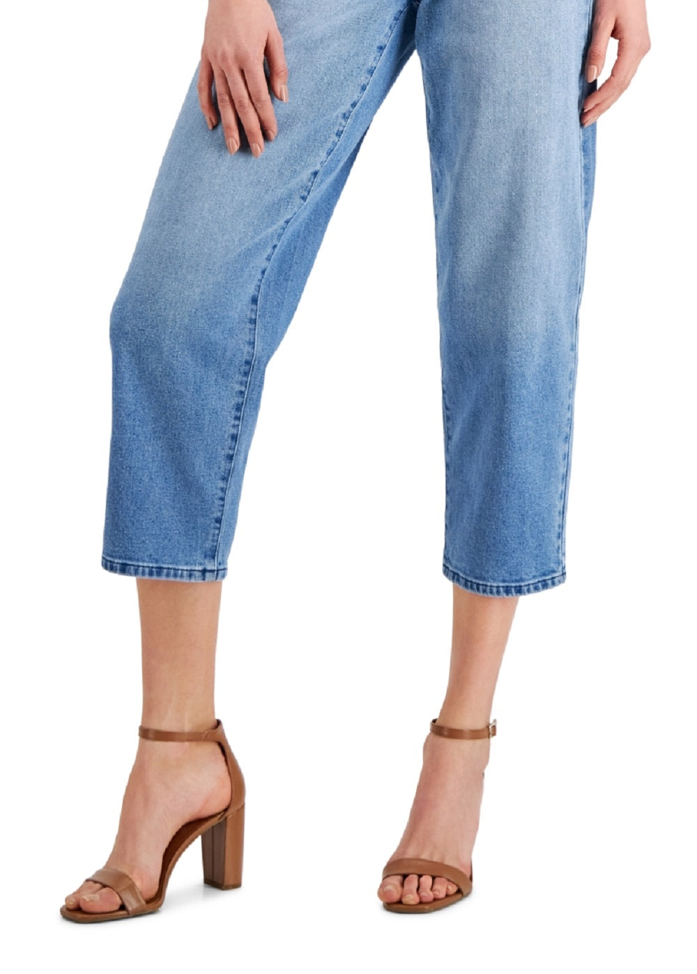 Calça jeans feminina estilo curvilíneo, cortada reta, tamanho 14, azul