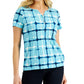 Karen Scott Blusa Henley Estampada Firecracker Feminina Azul Tamanho P