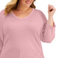 Karen Scott Blusa feminina com manga 3/4 e decote em V, rosa, tamanho 3X