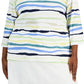 Blusa feminina Karen Scott Sasha Stripe com manga 3/4, verde, tamanho 2X