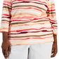 Blusa feminina Karen Scott Sasha Stripe manga 3/4 laranja tamanho 3X