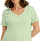 Karen Scott Top Feminino de Algodão com Tachas e Gola V Verde Tamanho Grande