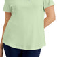 Karen Scott Top Feminino de Algodão com Tachas e Gola V Verde Tamanho Grande