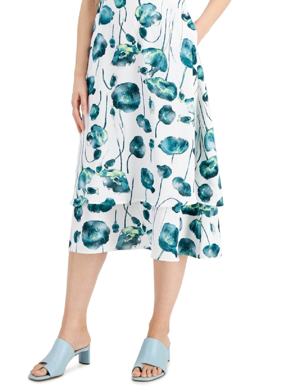 Vestido estampado feminino Alfani com mangas esvoaçantes, tamanho 20W, branco