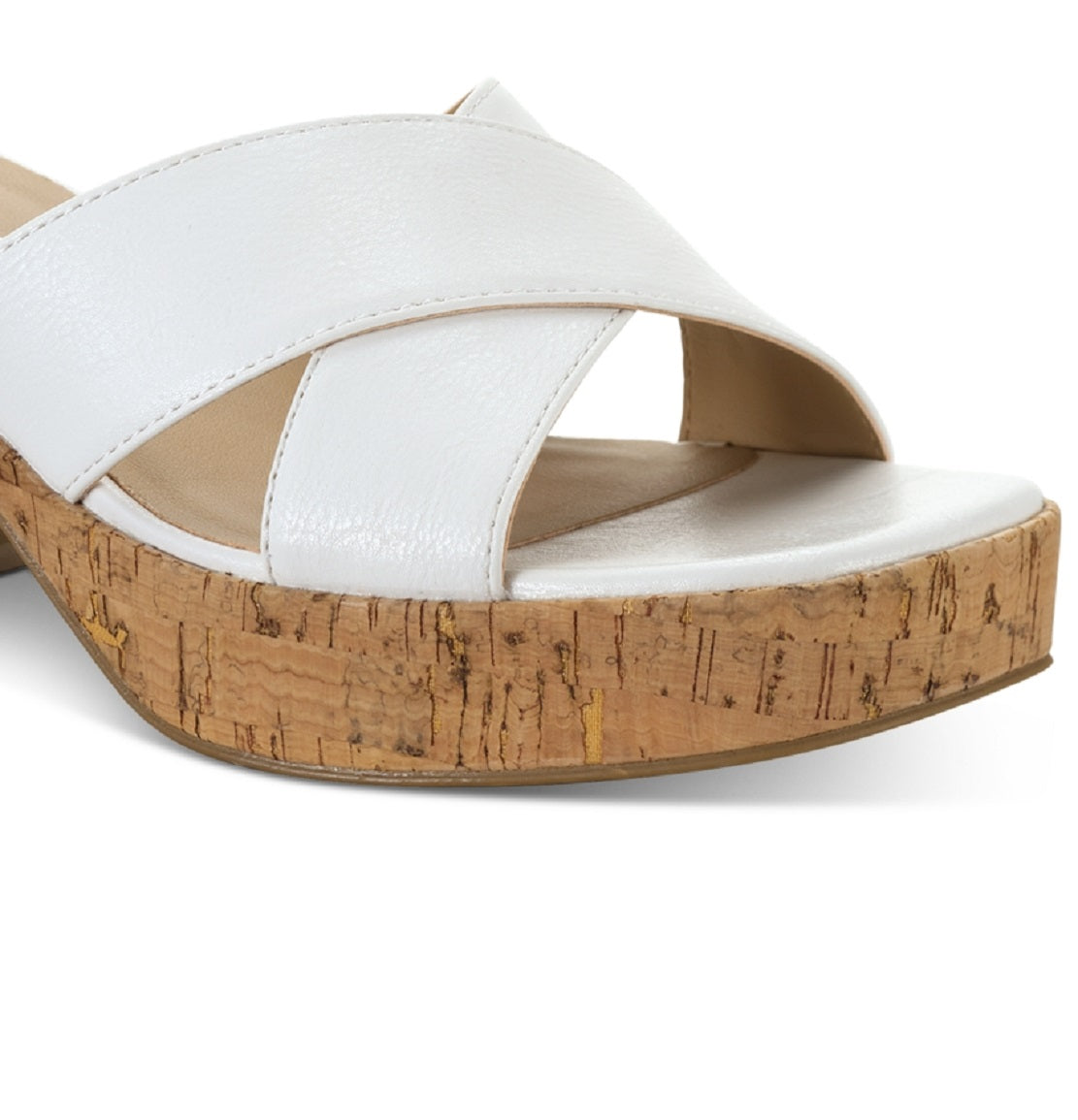 Sandálias femininas Giigi Crisscross Wedge da Sun + Stone, brancas, tamanho 6,5 M