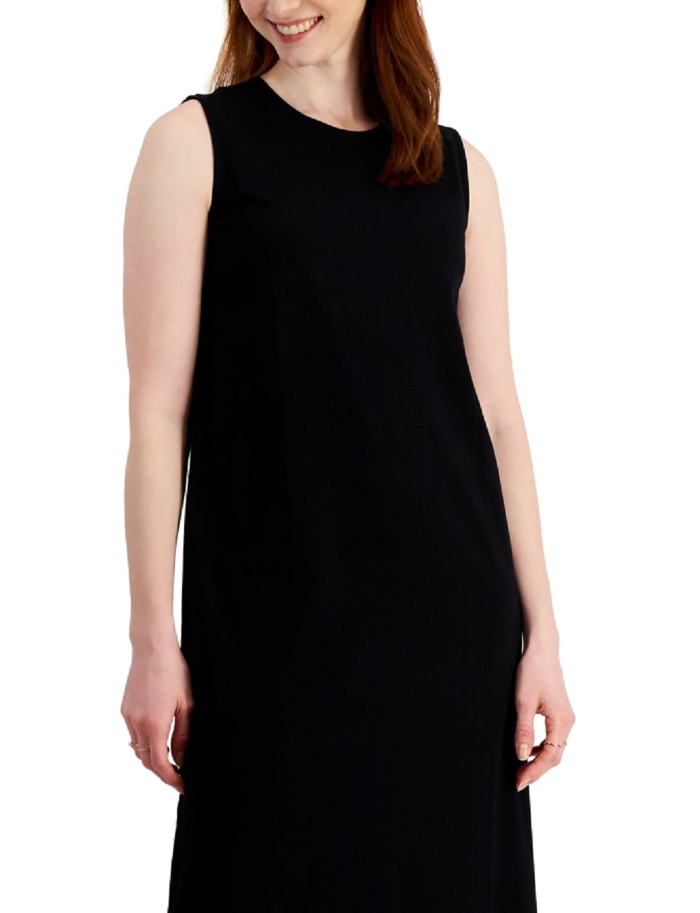 Vestido longo sem mangas de algodão feminino Style &amp; Co, preto, tamanho grande