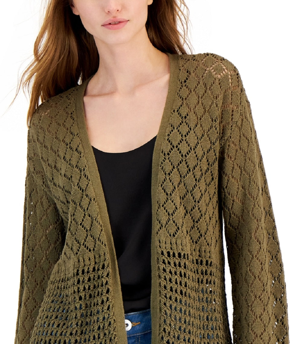 Cardigan de crochê feminino INC International Concepts, verde, tamanho X-S