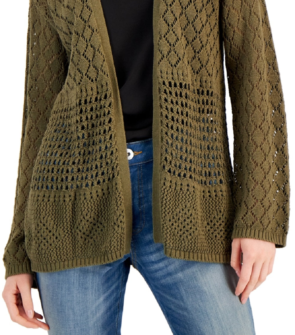 Cardigan de crochê feminino INC International Concepts, verde, tamanho X-S
