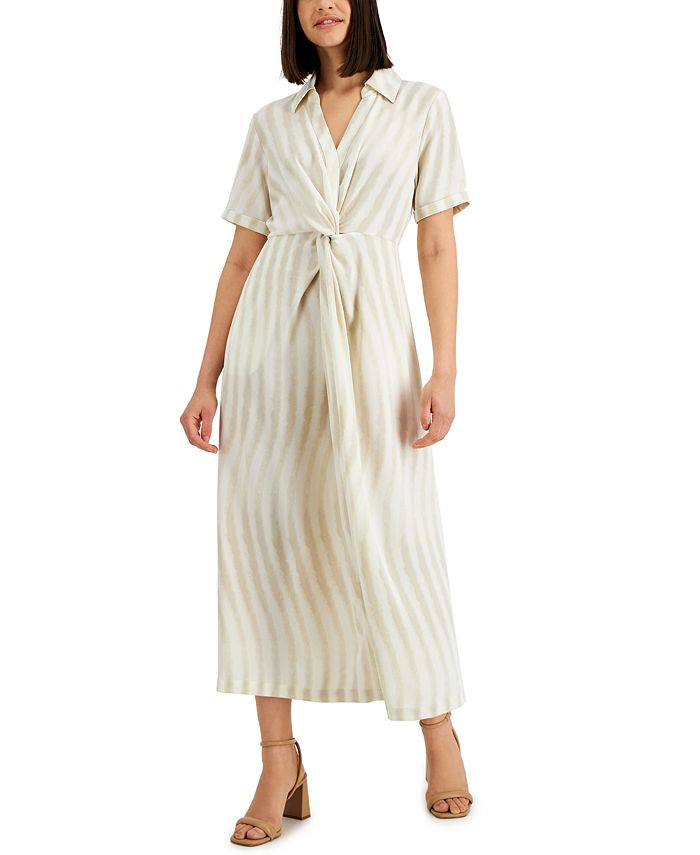 Vestido longo com frente torcida Alfani feminino, marrom, tamanho 4, pequeno