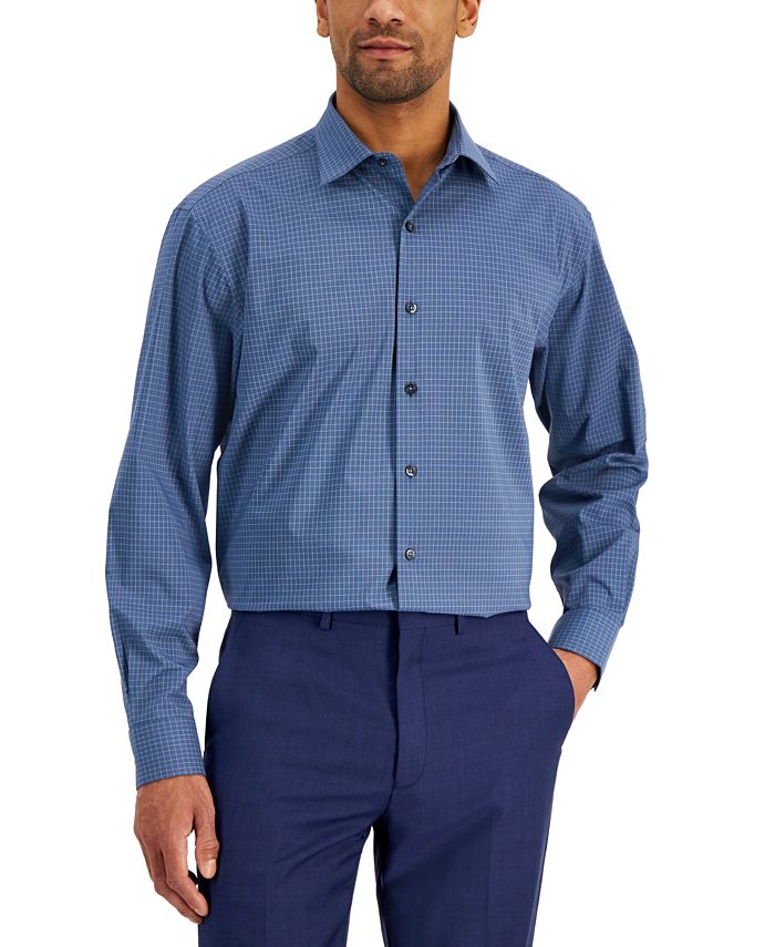 Camisa social elástica Alfani masculina, tamanho regular, tamanho 32x33, azul