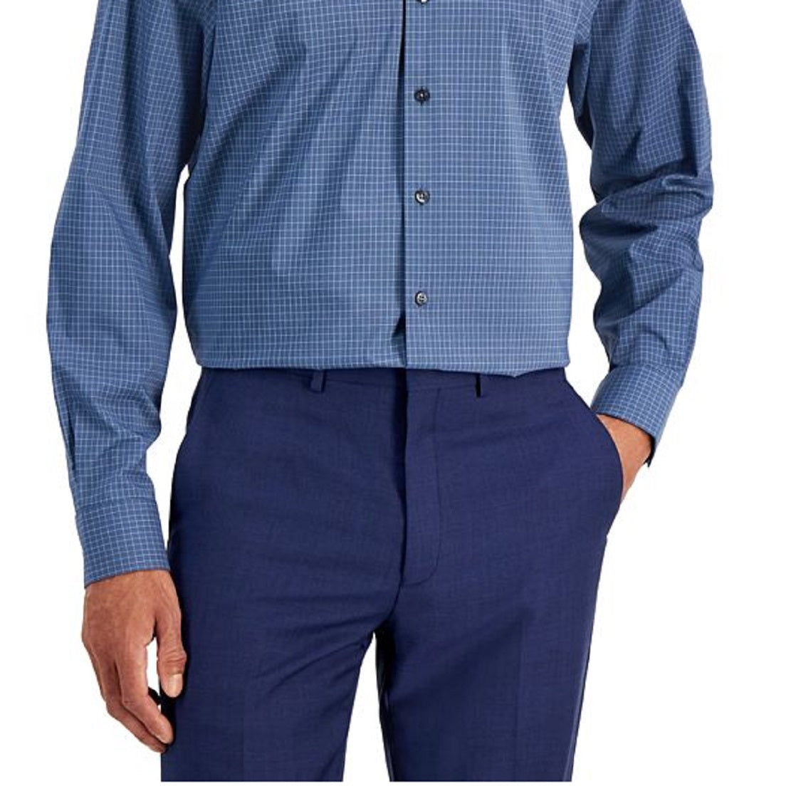 Camisa social elástica Alfani masculina, tamanho regular, tamanho 32x33, azul