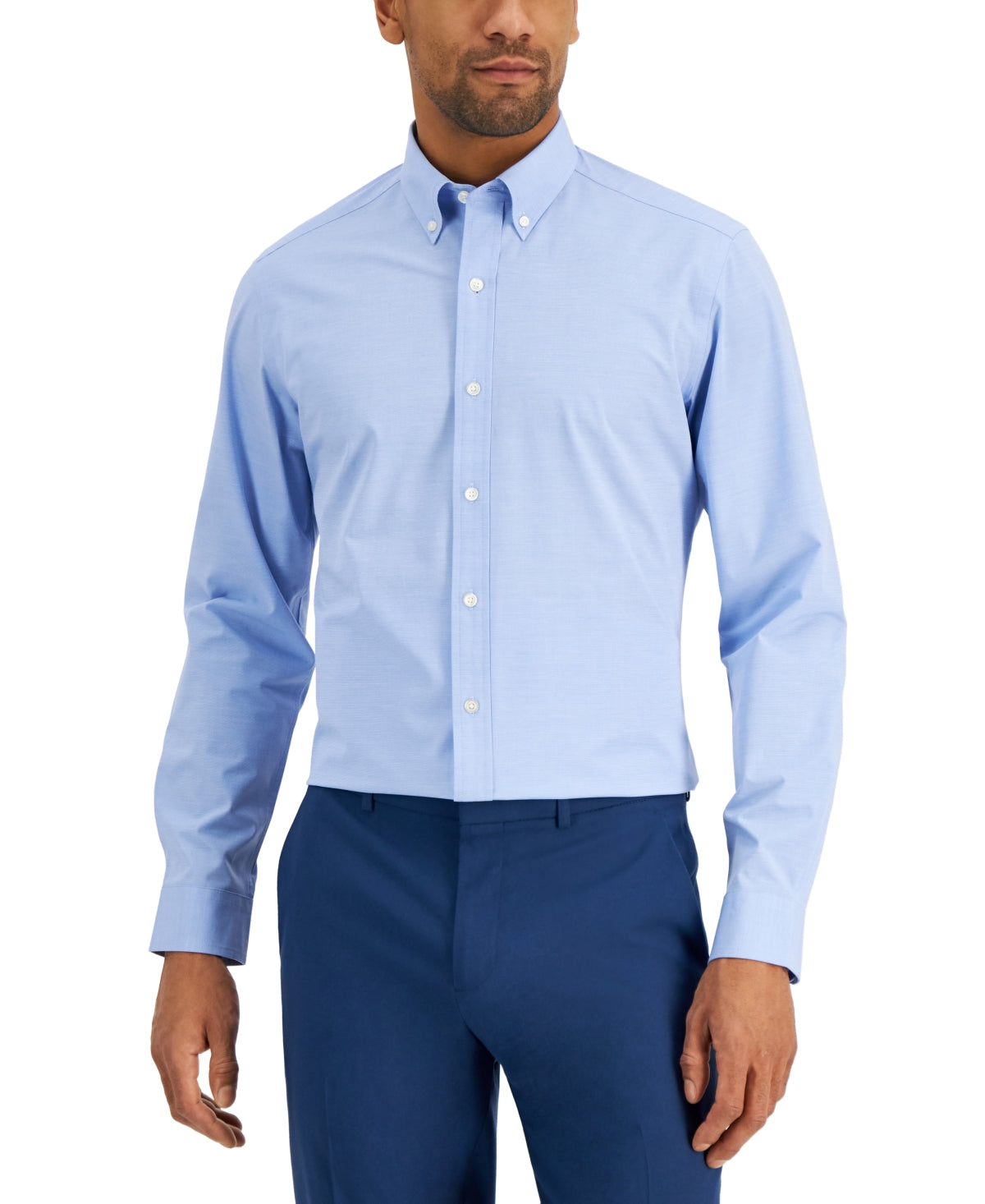Camisa social masculina Club Room Slim Fit com elasticidade em 4 direções, azul