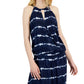 Vestido feminino com listras tie-dye e alças finas da INC International Concepts, azul, tamanho pequeno