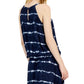 Vestido feminino com listras tie-dye e alças finas da INC International Concepts, azul, tamanho pequeno