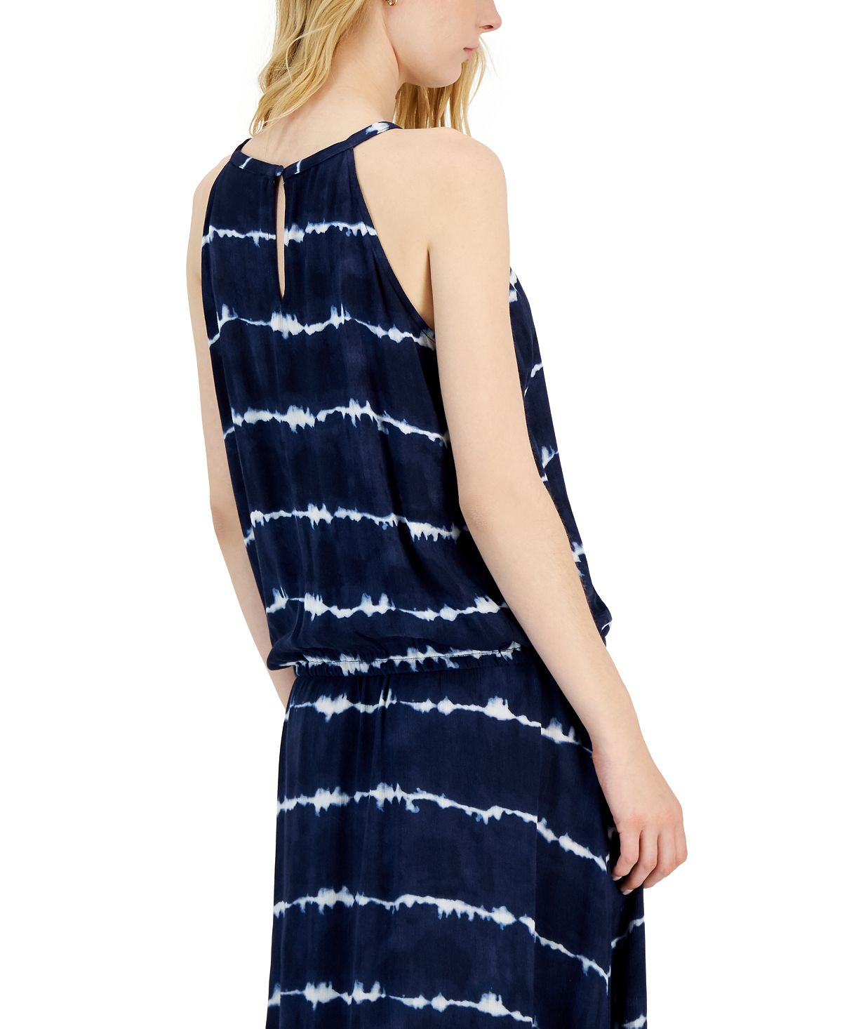 Vestido feminino com listras tie-dye e alças finas da INC International Concepts, azul, tamanho pequeno