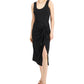 Vestido midi feminino com amarração frontal da INC International Concepts, preto, tamanho grande