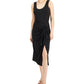 Vestido midi feminino com amarração frontal da INC International Concepts, preto, tamanho extragrande