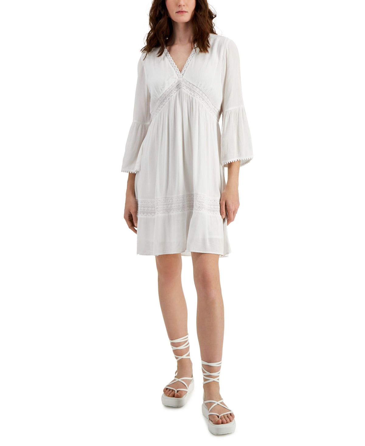 Vestido feminino com acabamento em crochê da INC International Concepts, tamanho X-Large, branco