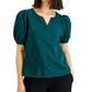 Blusa feminina Alfani com manga bufante e ilhós, verde, tamanho pequeno, extragrande