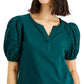 Blusa feminina Alfani com manga bufante e ilhós, verde, tamanho pequeno, extragrande