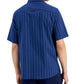 Camisa popover de popeline listrada com fio tingido regular Alfani masculina, tamanho pequeno, azul