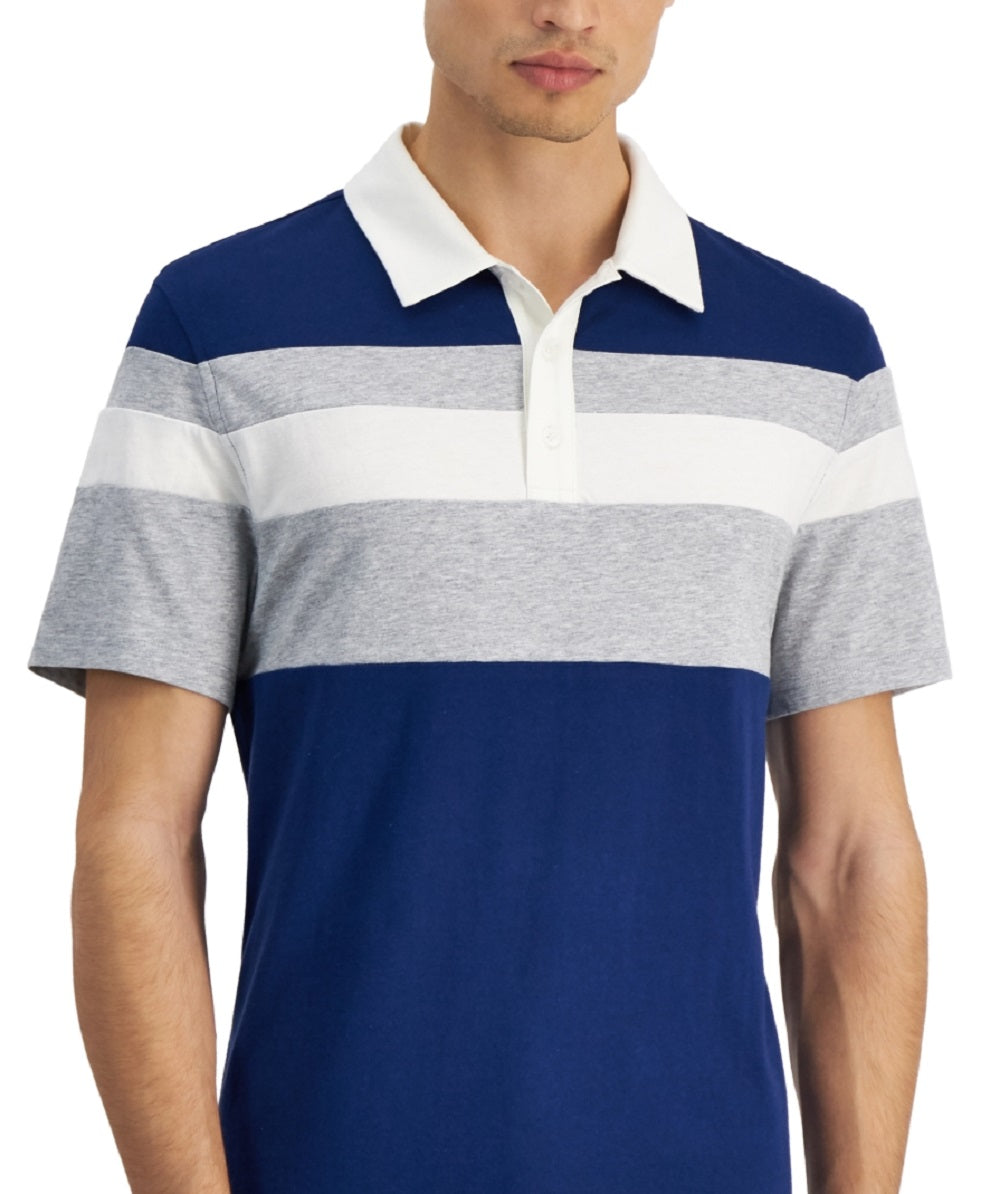 Polo Alfani Masculino Listrado Azul Tamanho Pequeno