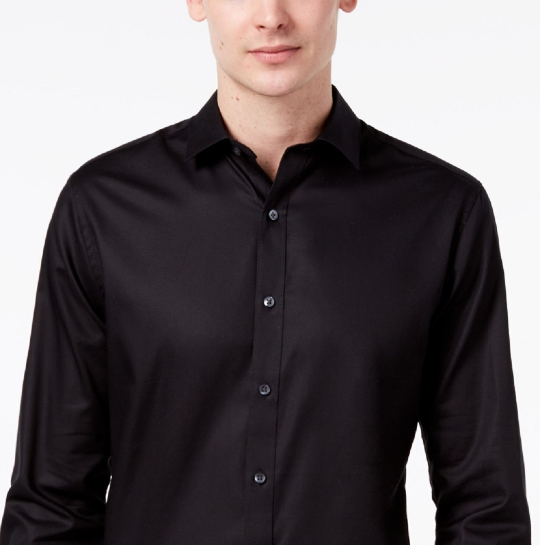 Camisa social masculina Bar III Slim Fit Stretch, preta, tamanho pequeno
