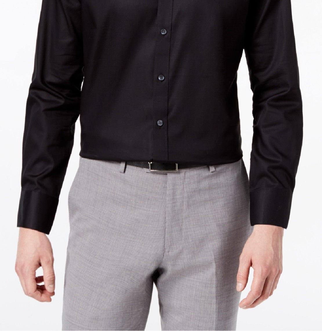 Camisa social masculina Bar III Slim Fit Stretch, preta, tamanho pequeno