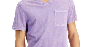 Camiseta masculina com gola V e lavagem ácida, tamanho XS, roxa, da INC International Concepts