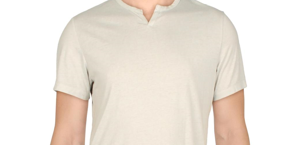 Camiseta masculina mesclada com gola dividida, tamanho extragrande, da INC International Concepts