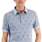 Camisa polo Alfani Hall Geo Jacquard masculina azul tamanho grande