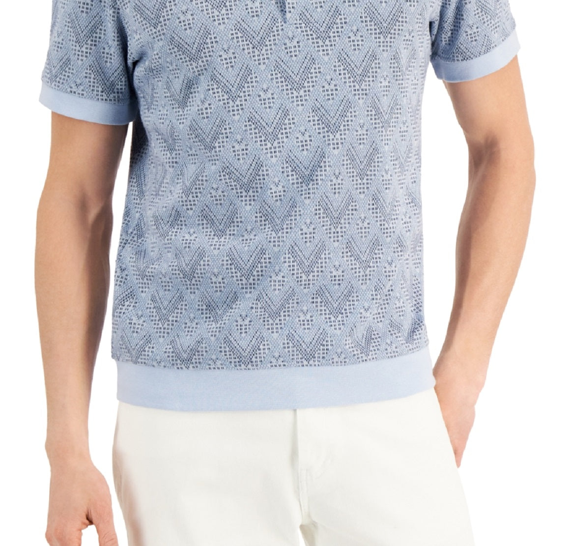 Camisa polo Alfani Hall Geo Jacquard masculina azul tamanho grande