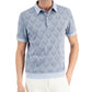 Camisa polo Alfani Hall Geo Jacquard masculina azul tamanho grande