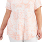 Blusa feminina estampada manga curta JM Collection rosa tamanho 3X