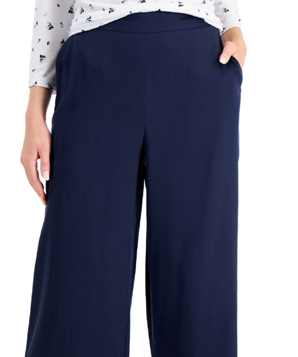Calça feminina Charter Club Crop Wide Leg Azul Tamanho Pequeno Grande