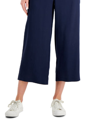Calça feminina Charter Club Crop Wide Leg Azul Tamanho Pequeno Grande
