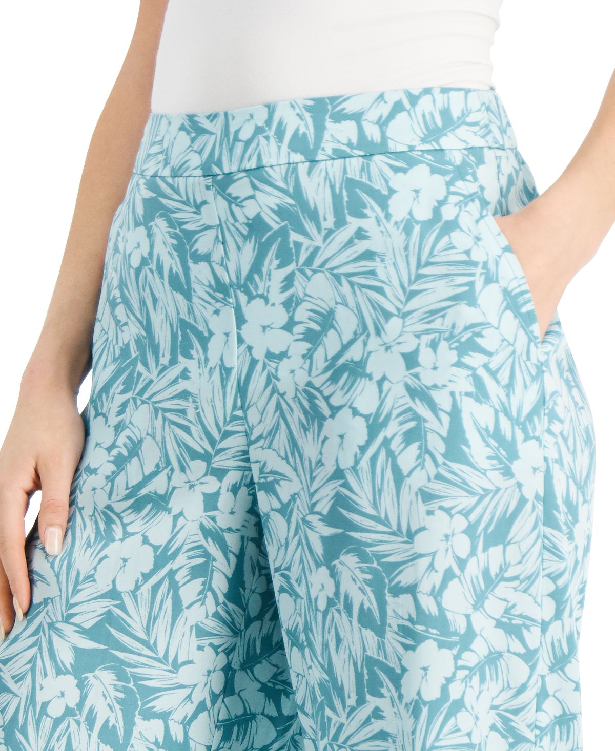 Calça curta feminina Charter Club de perna larga, verde, tamanho pequeno, extragrande