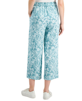 Calça curta feminina Charter Club de perna larga, verde, tamanho pequeno, extragrande