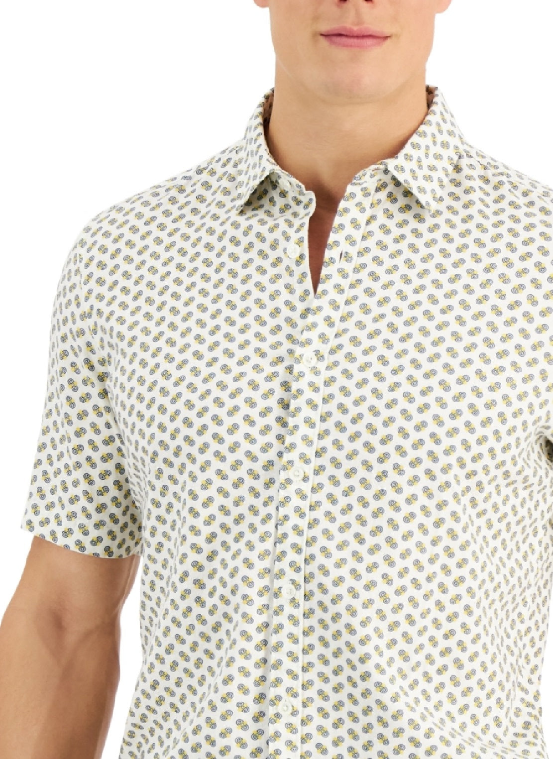 Camiseta masculina Alfani com estampa geométrica, branca, tamanho pequeno