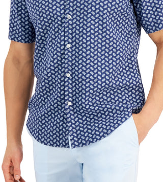 Camiseta masculina Alfani com estampa geométrica azul, tamanho pequeno