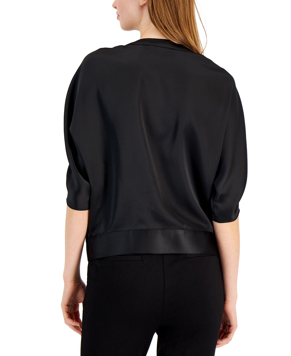 Top envolvente de cetim feminino INC International Concepts, preto, tamanho X-Large