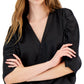 Top envolvente de cetim feminino INC International Concepts, preto, tamanho X-Large