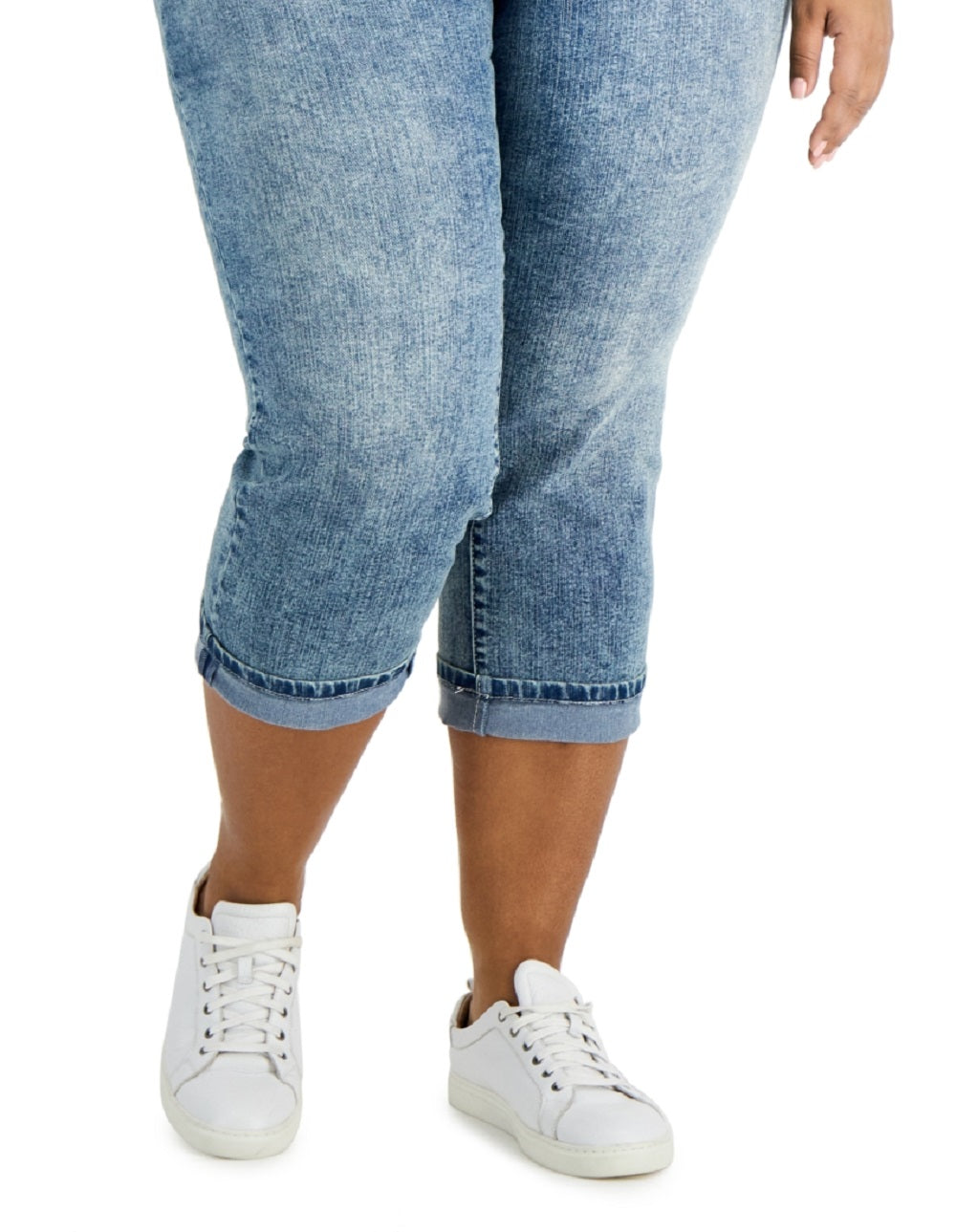 Calça Capri Feminina Estilo &amp; Co com Punho Rolado Azul Tamanho 14W