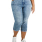 Calça Capri Feminina Estilo &amp; Co com Punho Rolado Azul Tamanho 14W