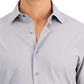 Camisa social masculina Alfani Slim Fit com estampa geométrica elástica em 4 direções, cinza, tamanho 17 x 34 x 35