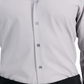 Camisa social masculina Alfani Slim Fit com estampa geométrica elástica em 4 direções, cinza, tamanho 17 x 34 x 35