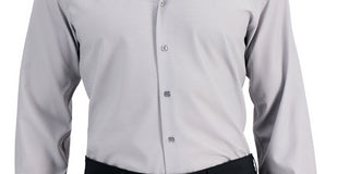 Camisa social masculina Alfani Slim Fit com estampa geométrica elástica em 4 direções, cinza, tamanho 17 x 34 x 35