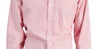 Camisa social listrada de algodão masculina Club Room Regular Fit Vermelha